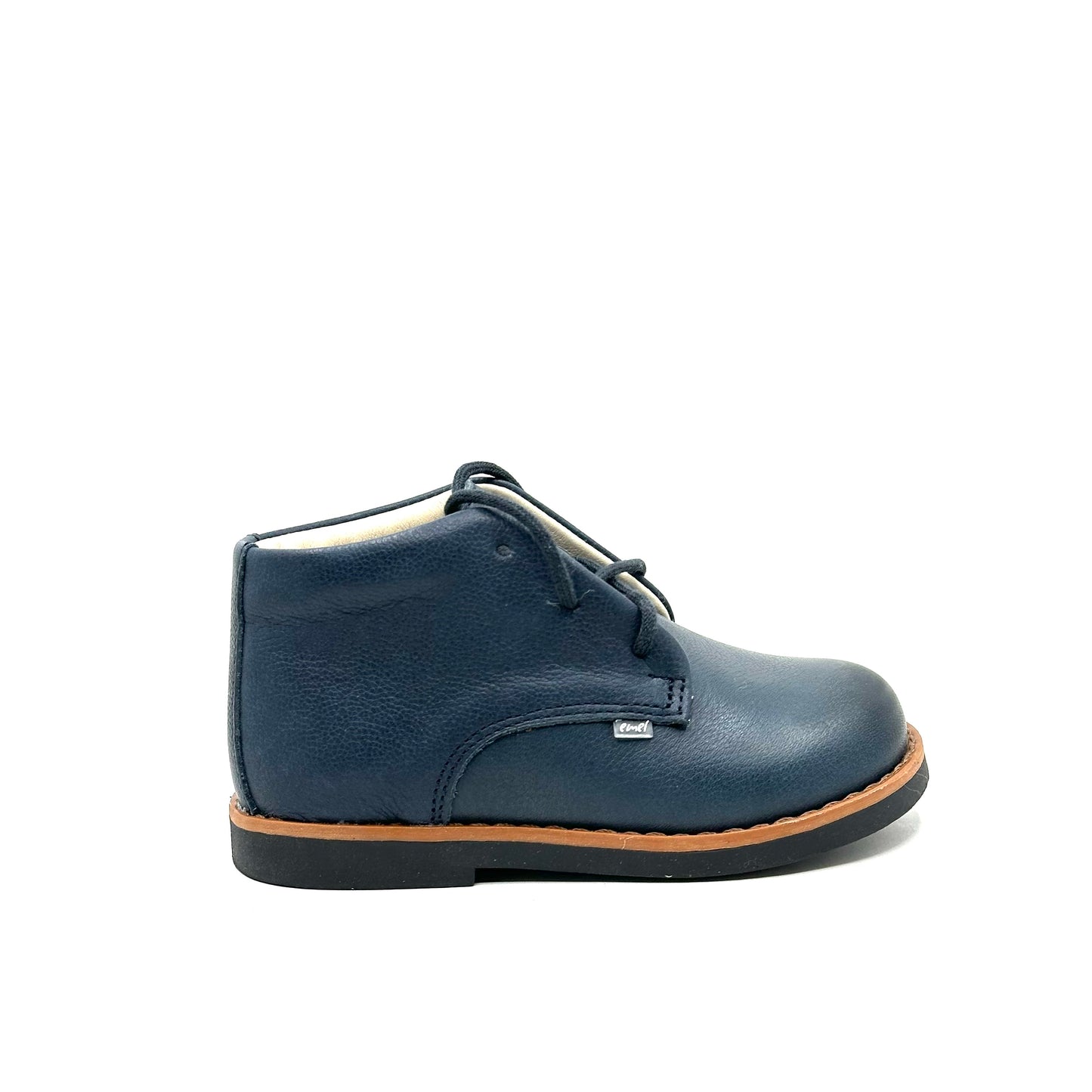 Emel Navy Leather Laced Baby Bootie