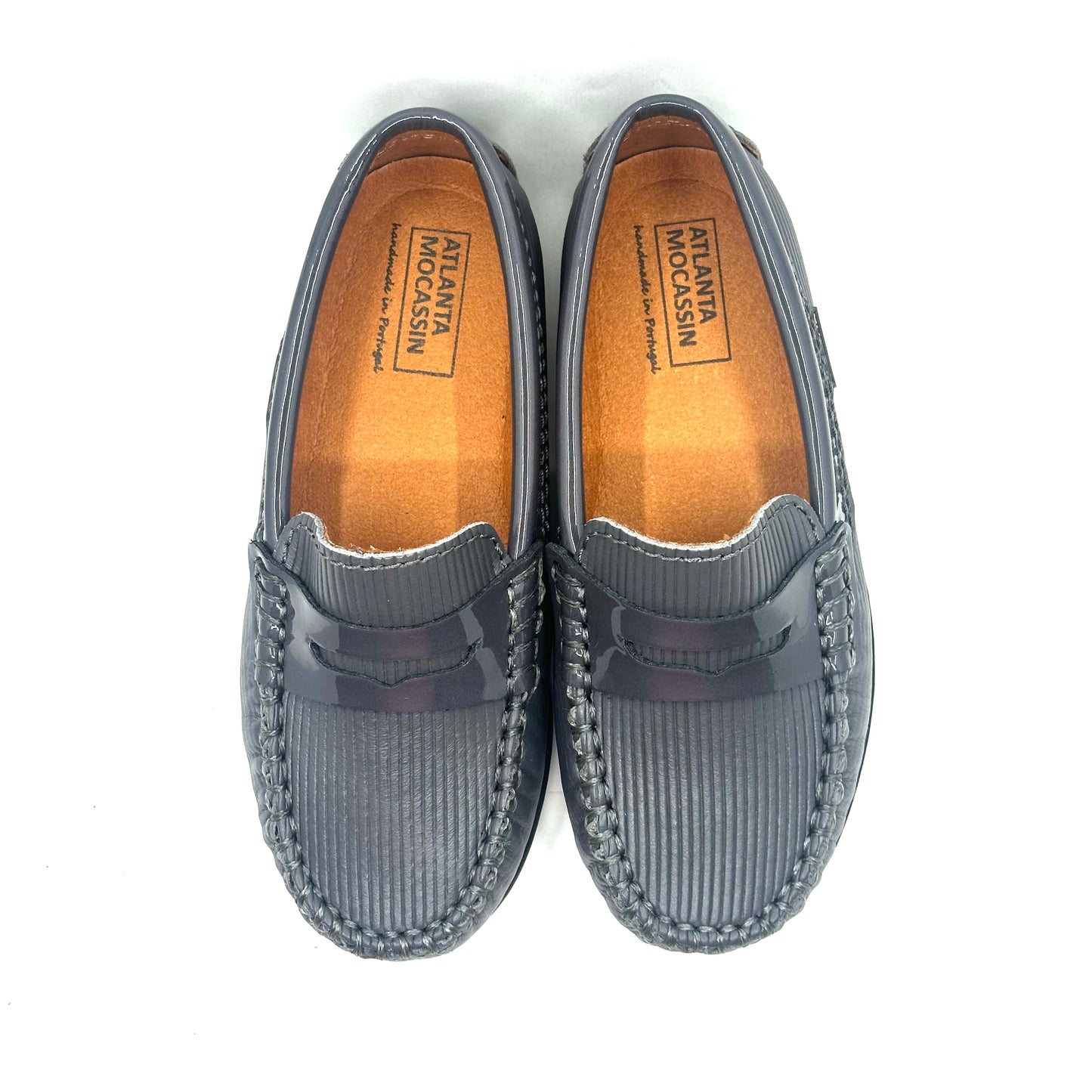 Atlanta Mocassin Grey Smooth and Patent Penny Loafer