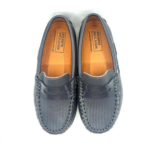 Atlanta Mocassin Grey Smooth and Patent Penny Loafer