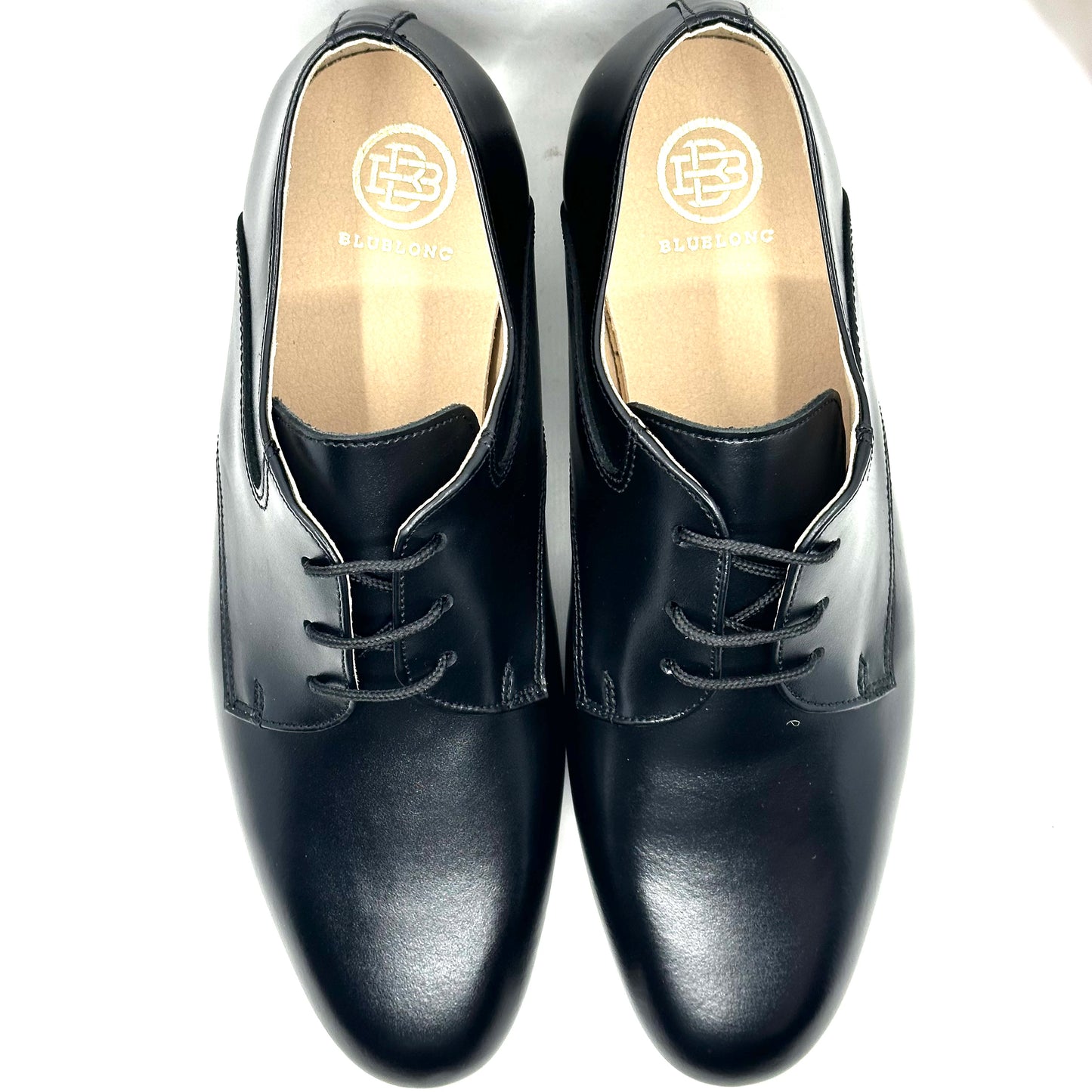 Blublonc Black Leather Laced Dress Shoe