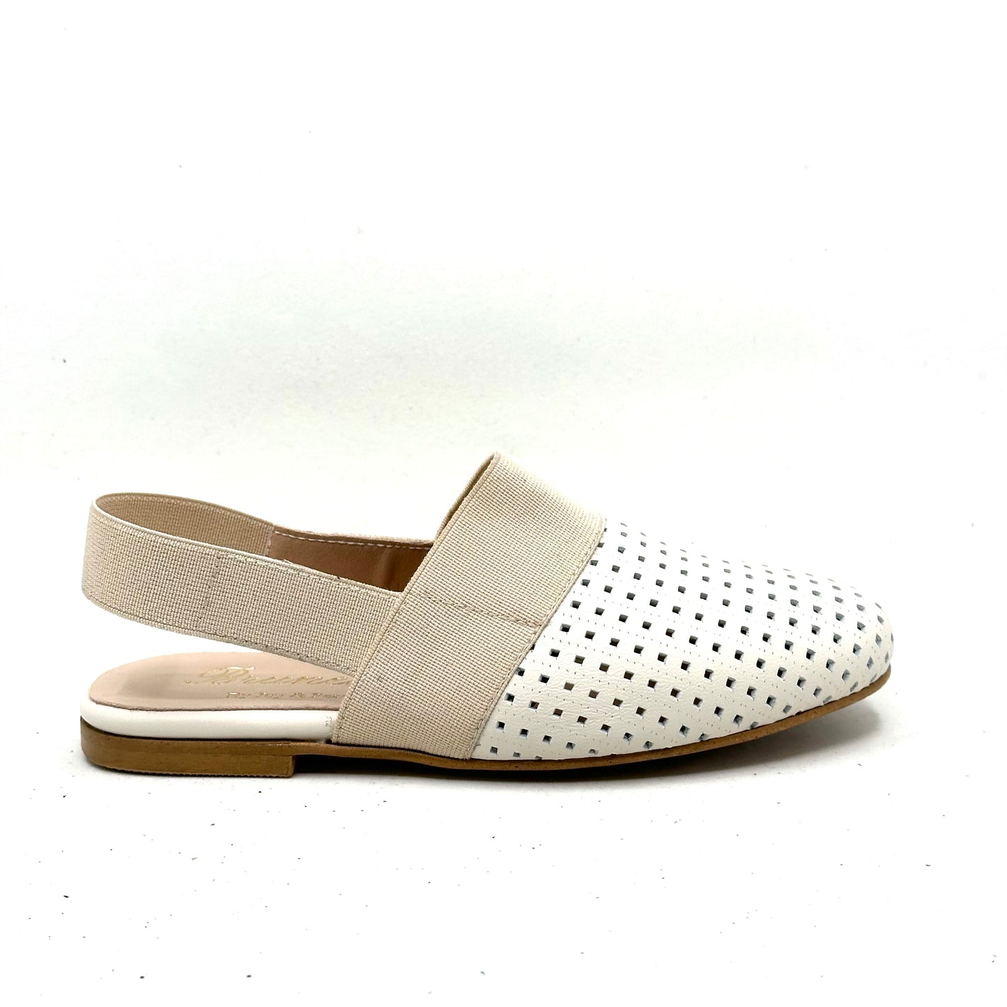 Brunellis Perforated Two Tone Cream/Nude Slingback