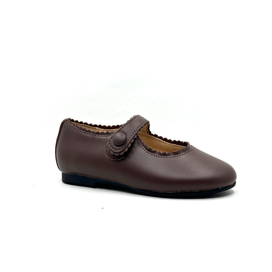 Perroquet Brown Scallop Piping Mary Jane