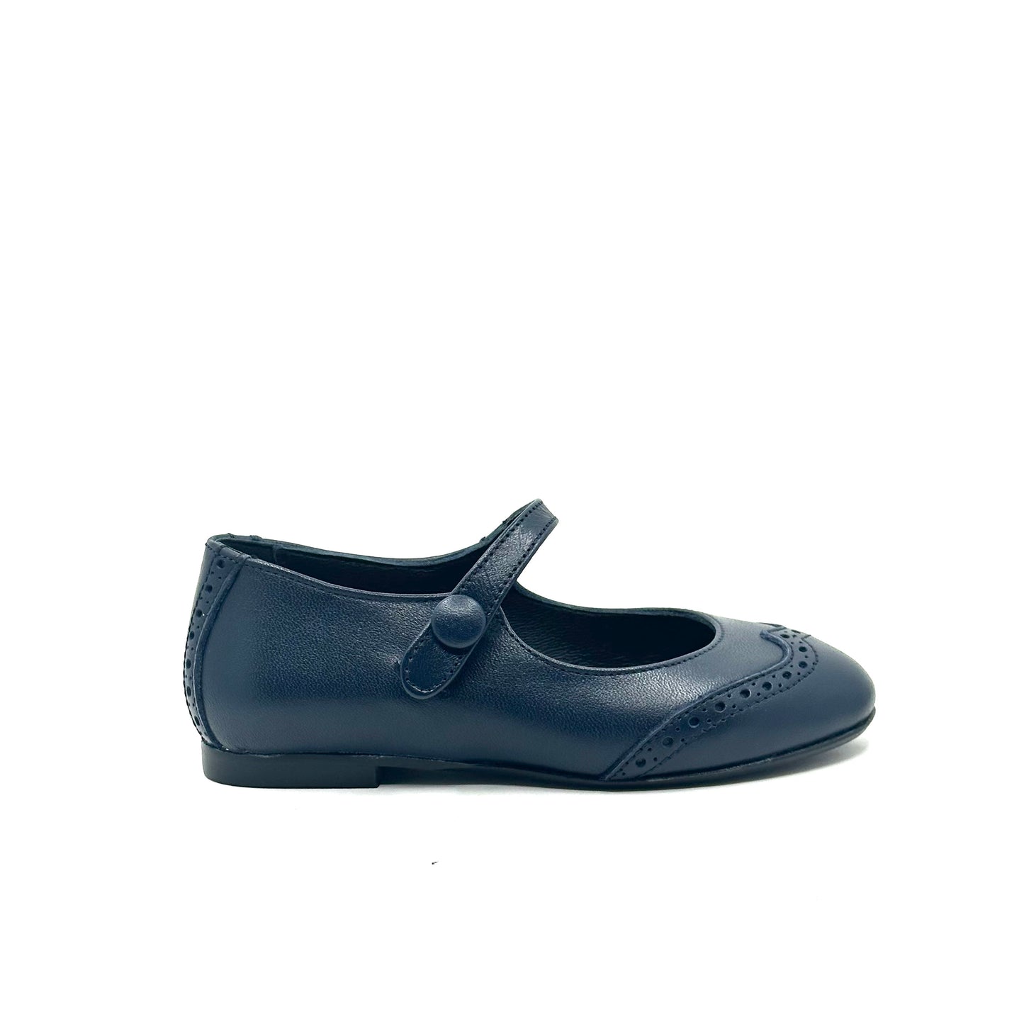 Blublonc Navy Leather Wingtip Mary Jane