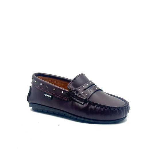 Atlanta Mocassin Dark Burgundy Studs Penny Loafer