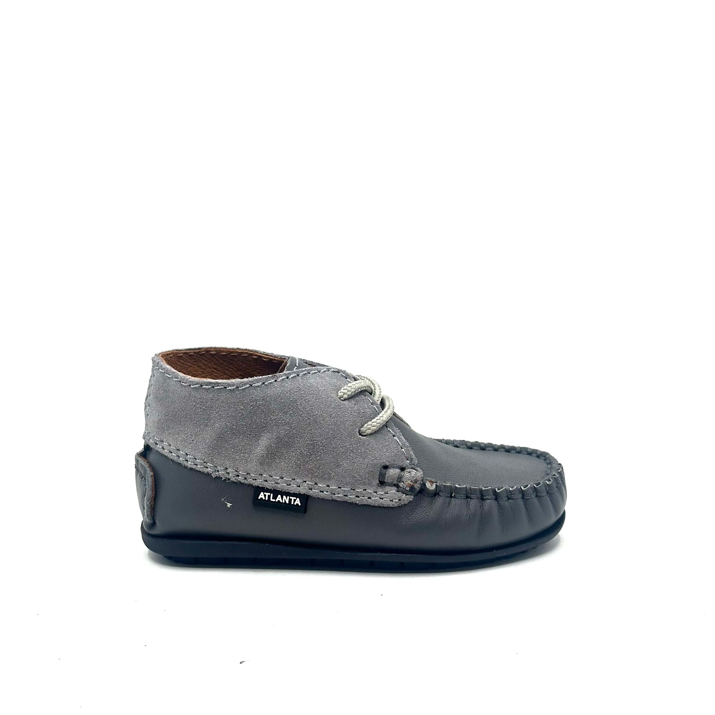 Atlanta Mocassin Grey Leather and Suede Bootie