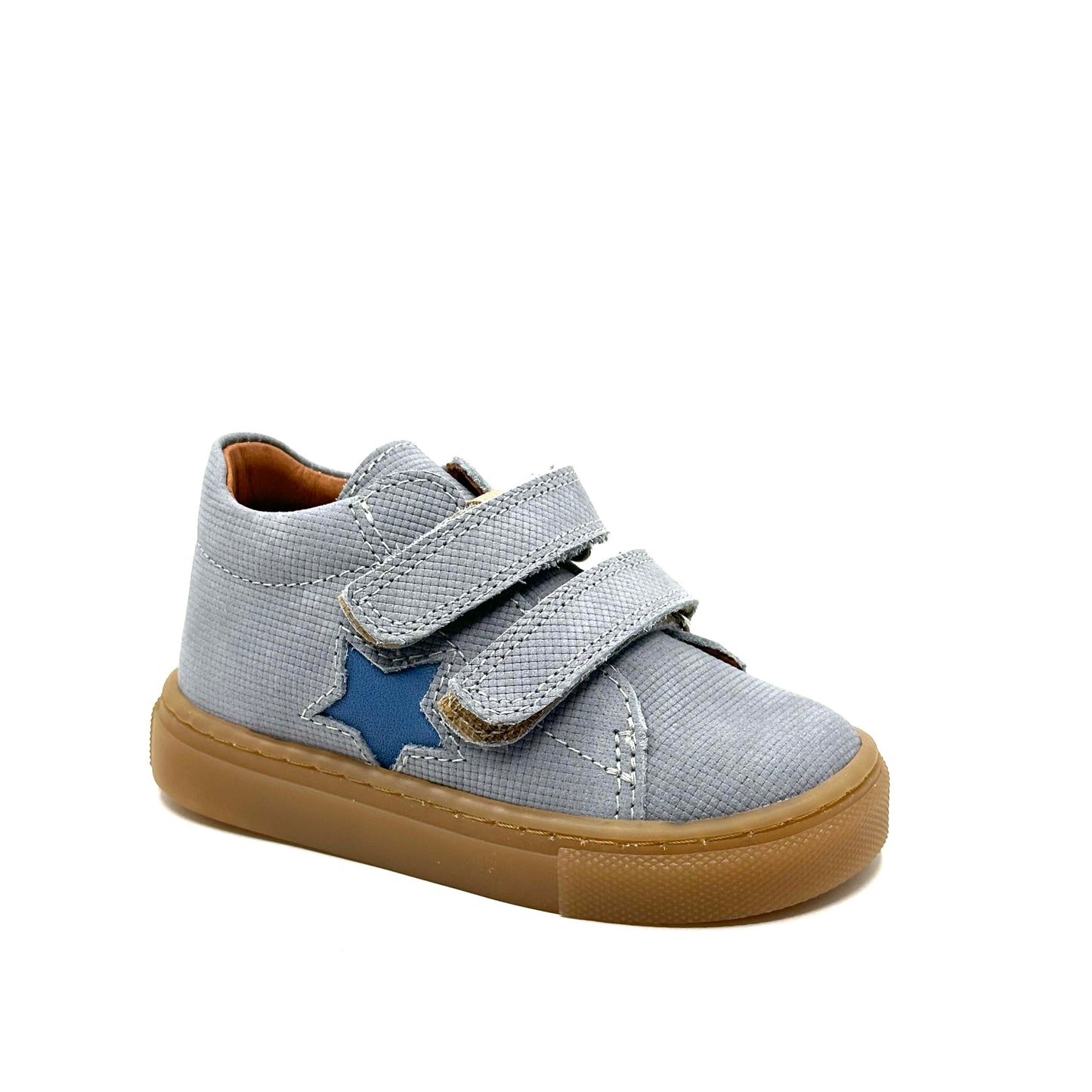 Atlanta Mocassin Stone Velluto Nubuk and Jeans Velcro Sneaker