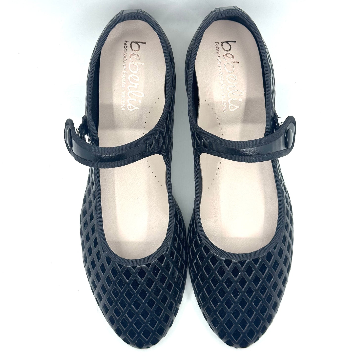 Beberlis Black Leather Diamond Mary Jane