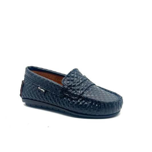 Atlanta Mocassin Navy Diamond Press Penny Loafer