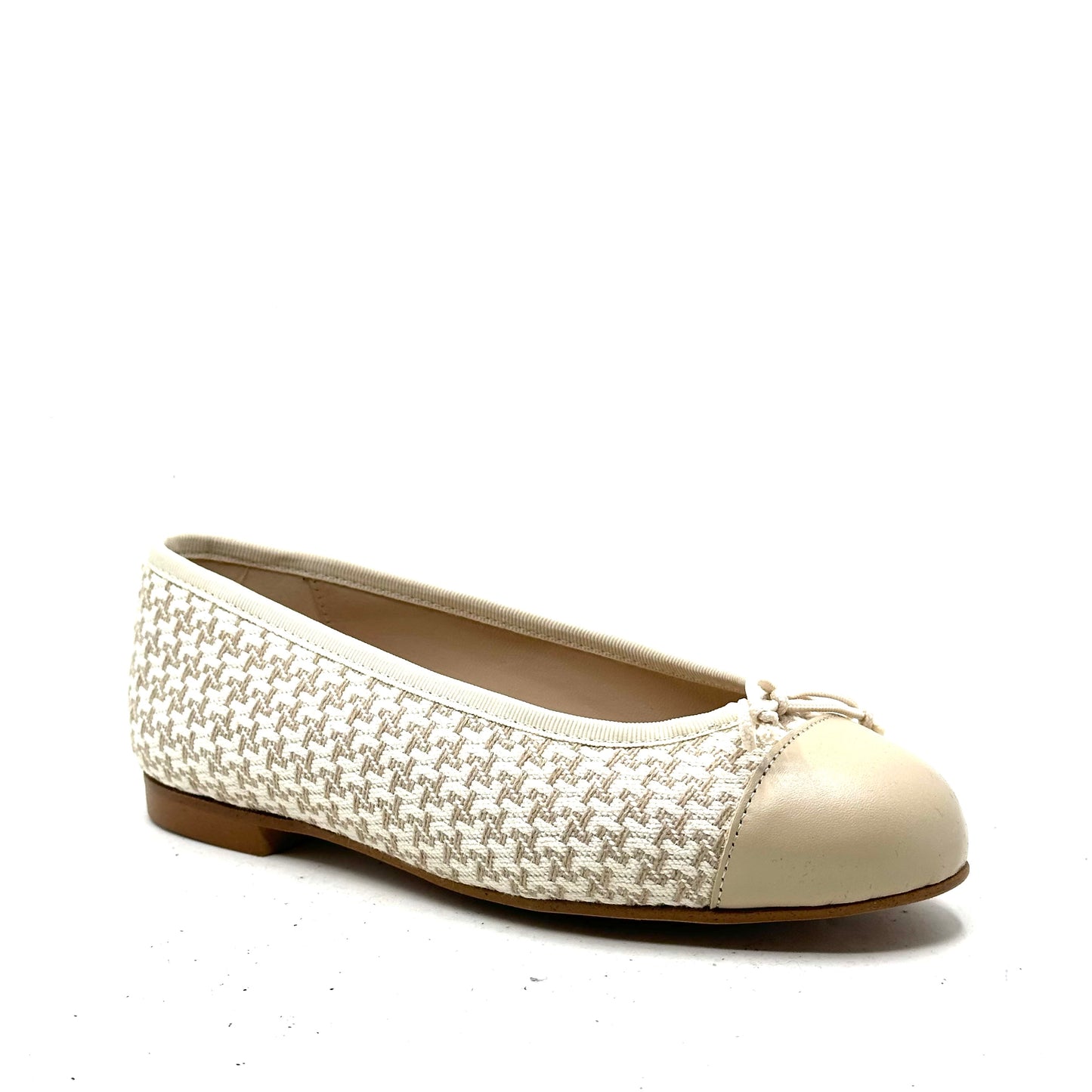 Blublonc Linen Light Taupe Cap Toe Flat