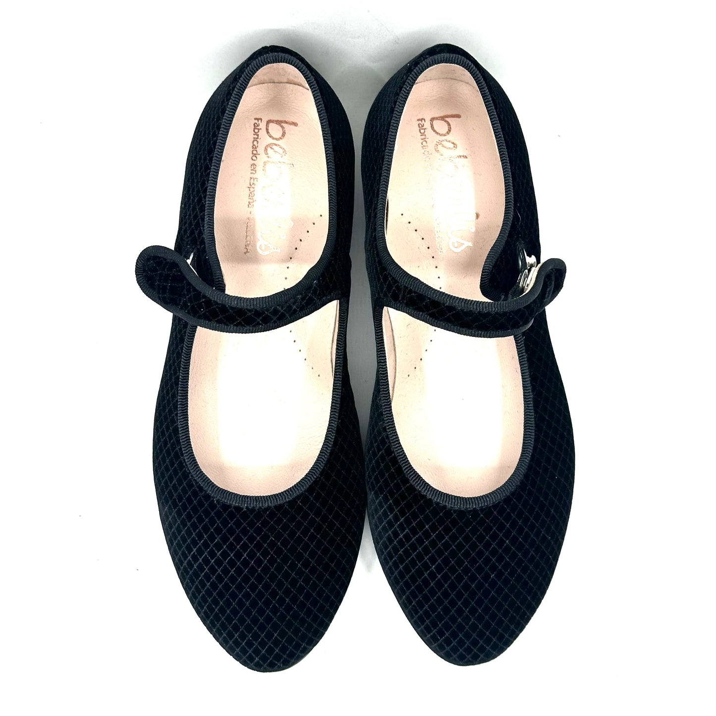 Beberlis Black Velvet Quilted Mary Jane