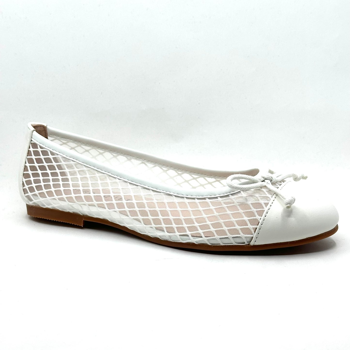 Perroquet Mesh With White Leather Ballet Flat