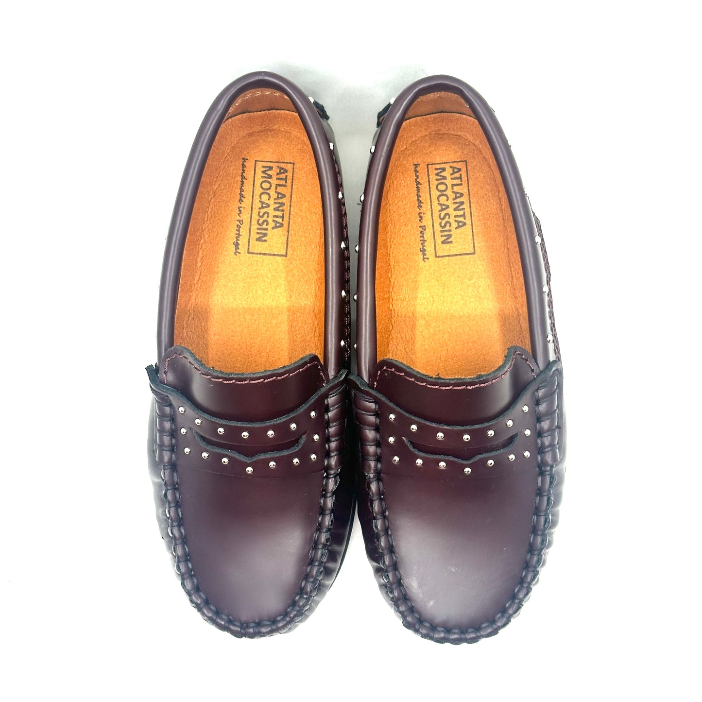 Atlanta Mocassin Dark Burgundy Studs Penny Loafer