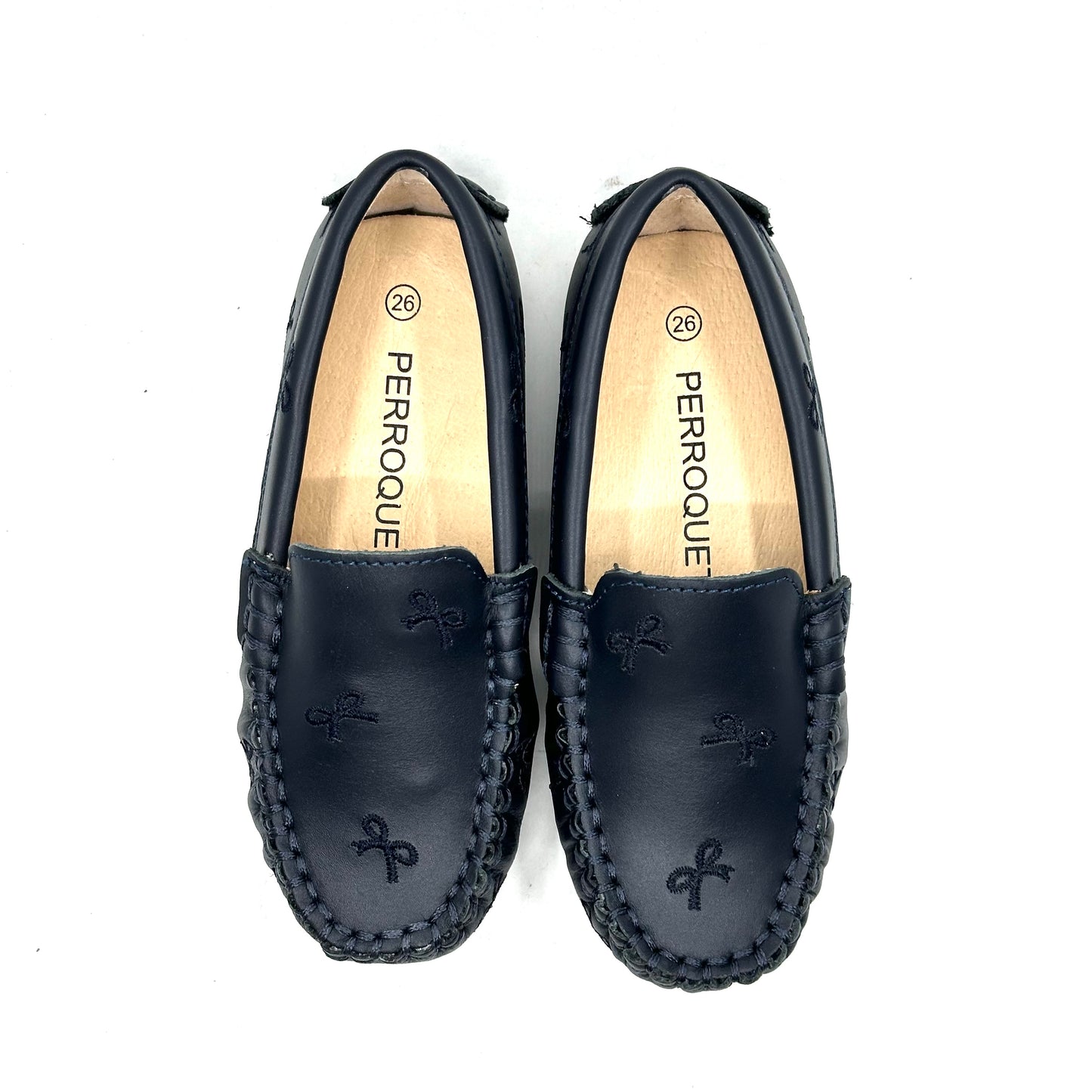 Perroquet Navy Embroidered Leather Loafer