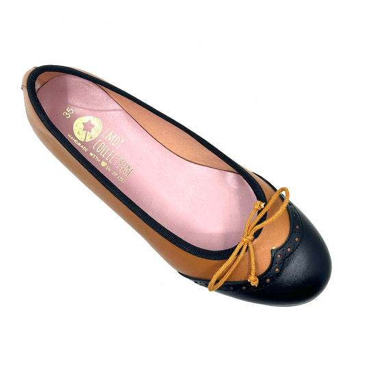 LMDI LMDI Orange Leather Wingtip Ballet Flat
