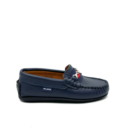 Atlanta Mocassin Navy Buckle Penny Loafer