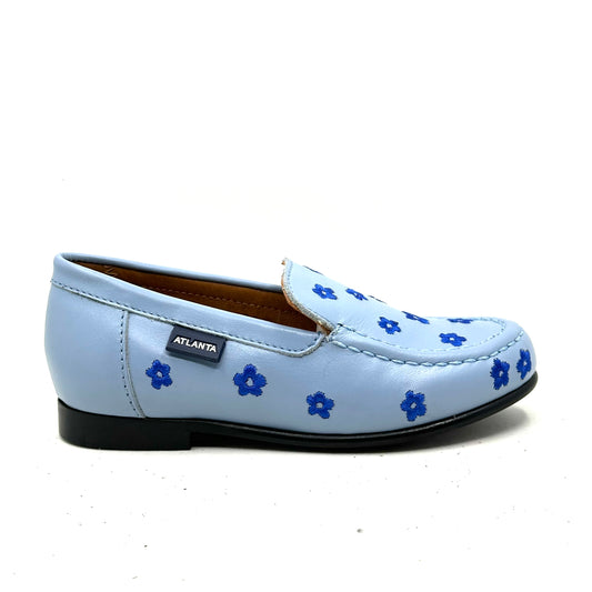 Atlanta Mocassin Teresa Sky Blue Flower Loafer