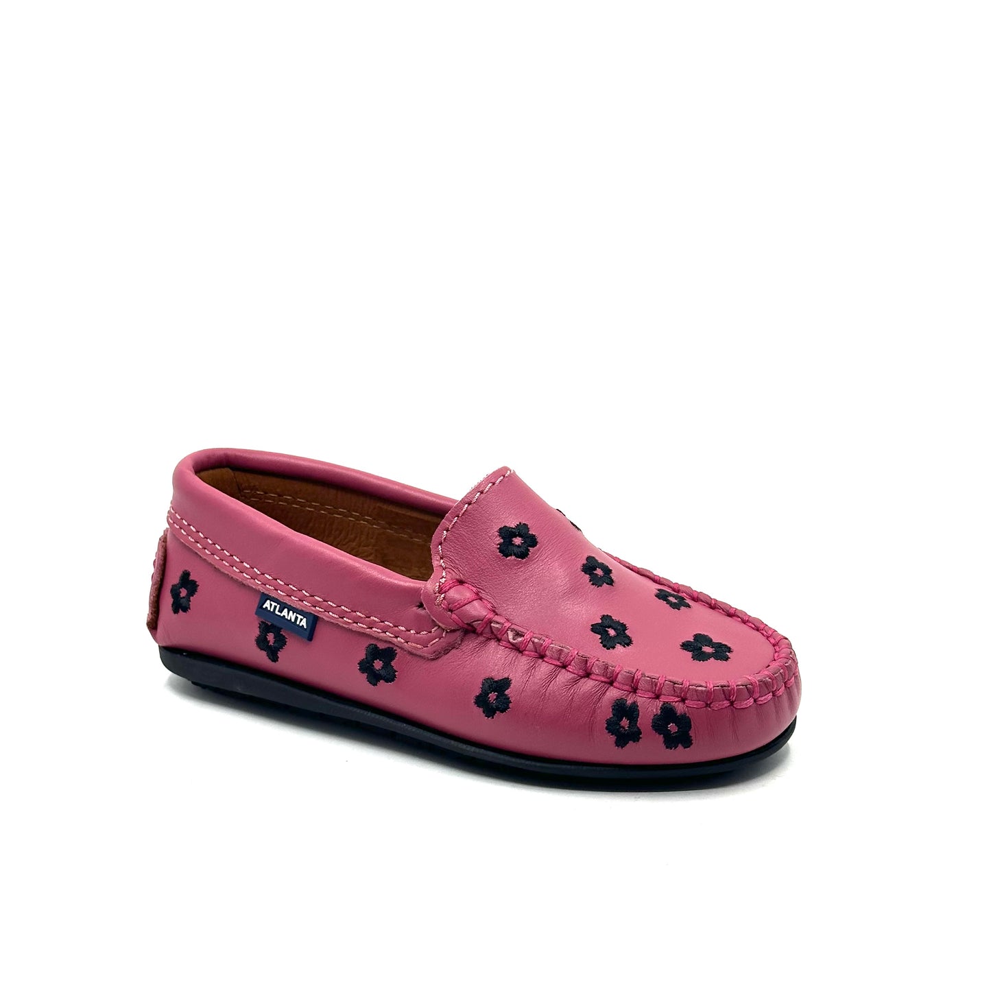 Atlanta Mocassin Rose Black Flower Loafer