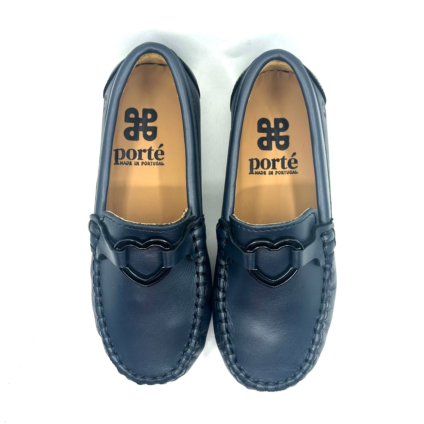 Porte Navy Leather with Black Heart Loafer