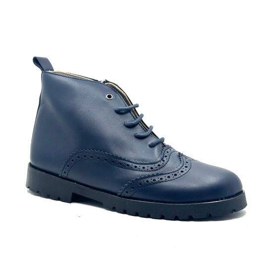 Jolee Navy Leather Zip-up Boot