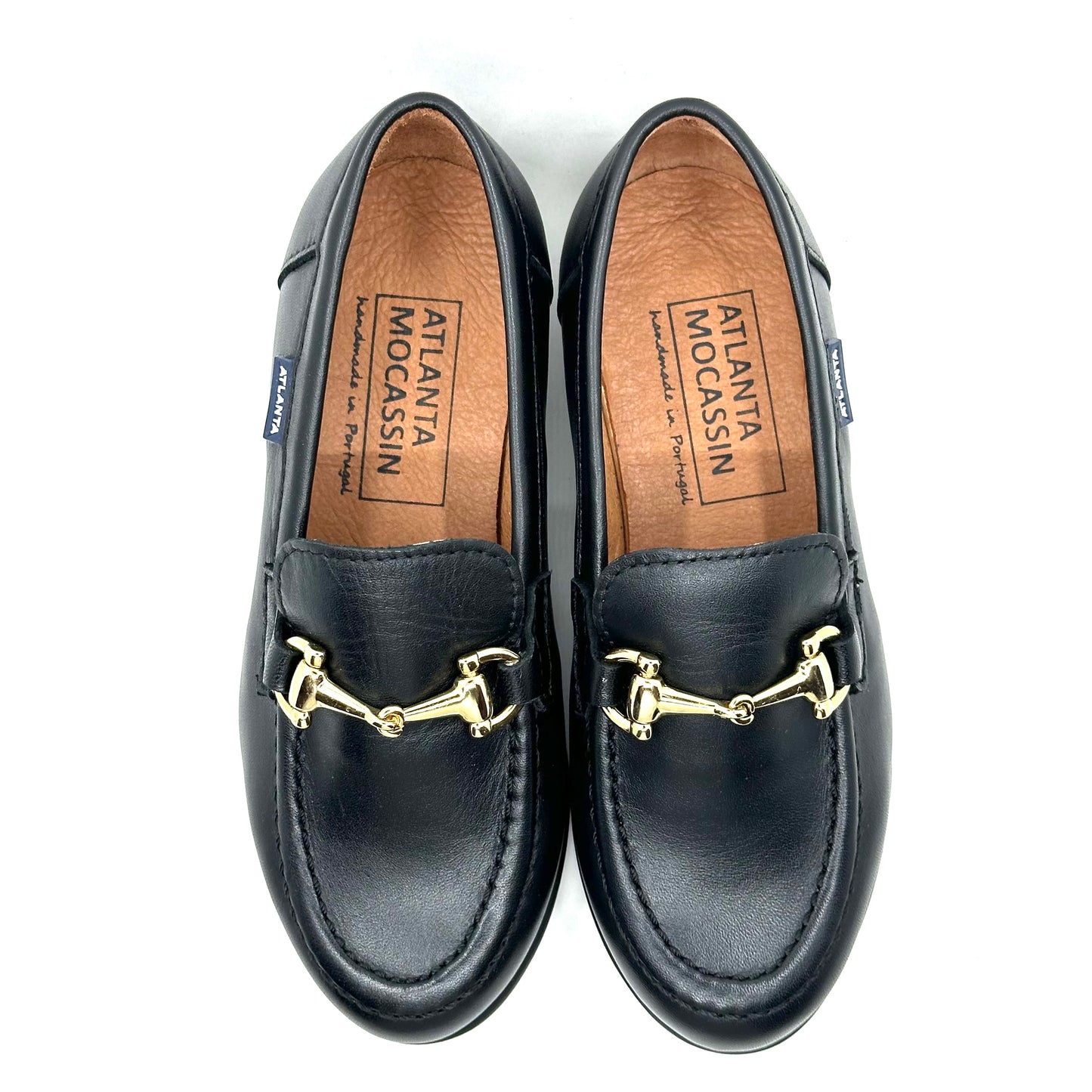 Atlanta Mocassin Black Leather Teresa Buckle Loafer