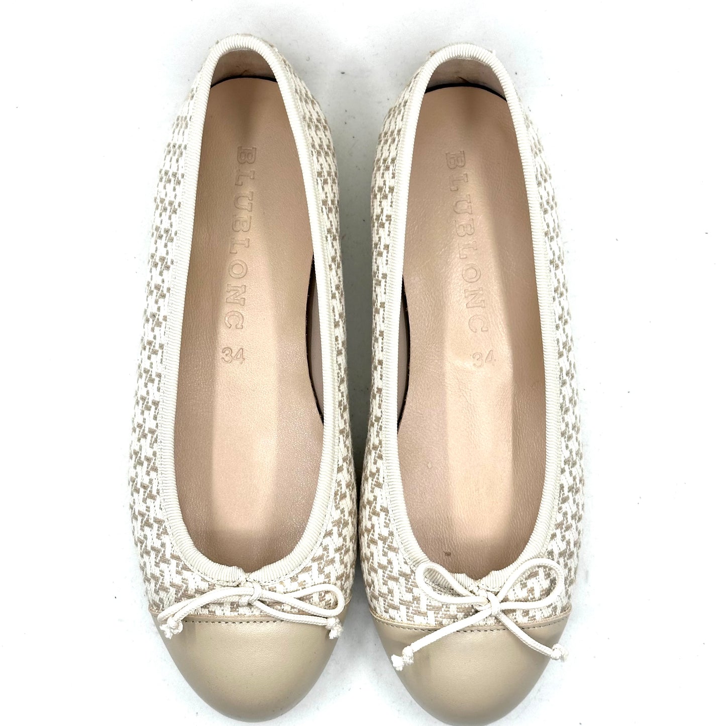 Blublonc Linen Light Taupe Cap Toe Flat