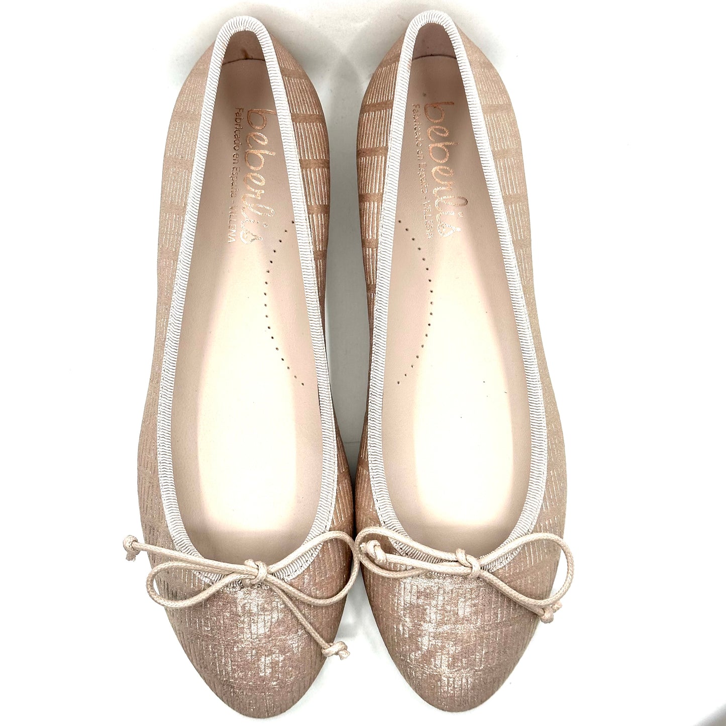 Beberlis Metallic Pink Bow Flat