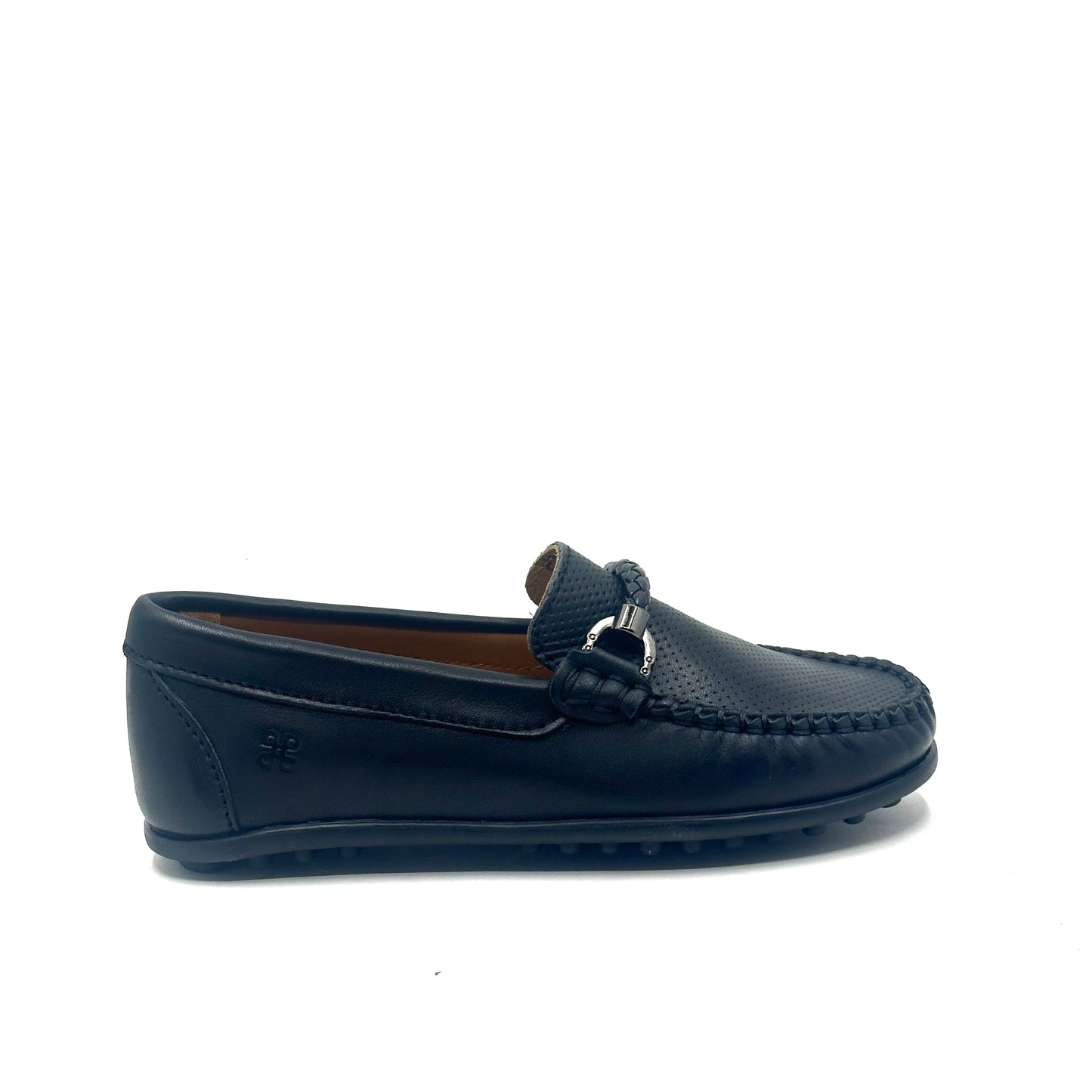 Porte Black Perforated Buckle Loafer