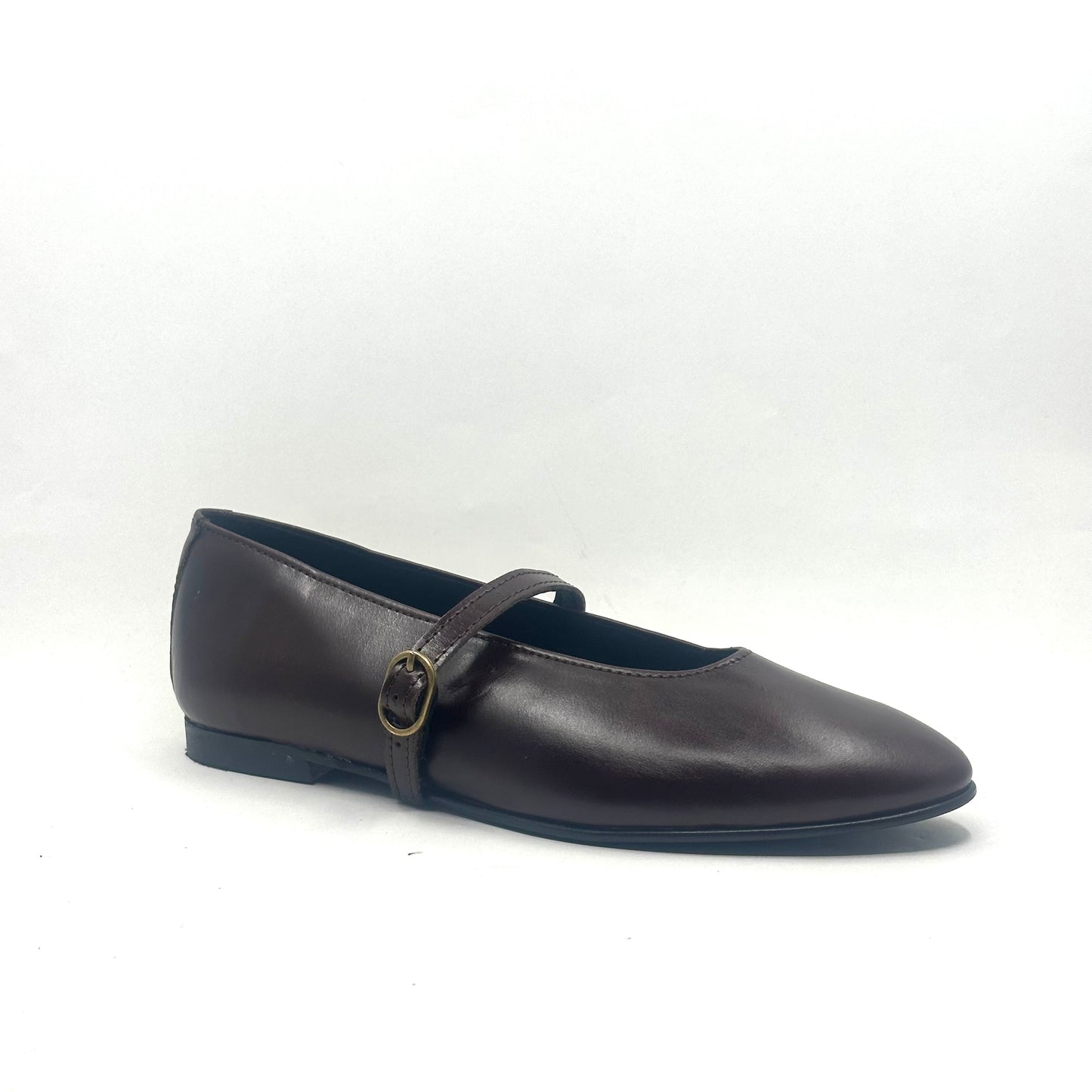 Blublonc Dark Brown Shine Mary Jane