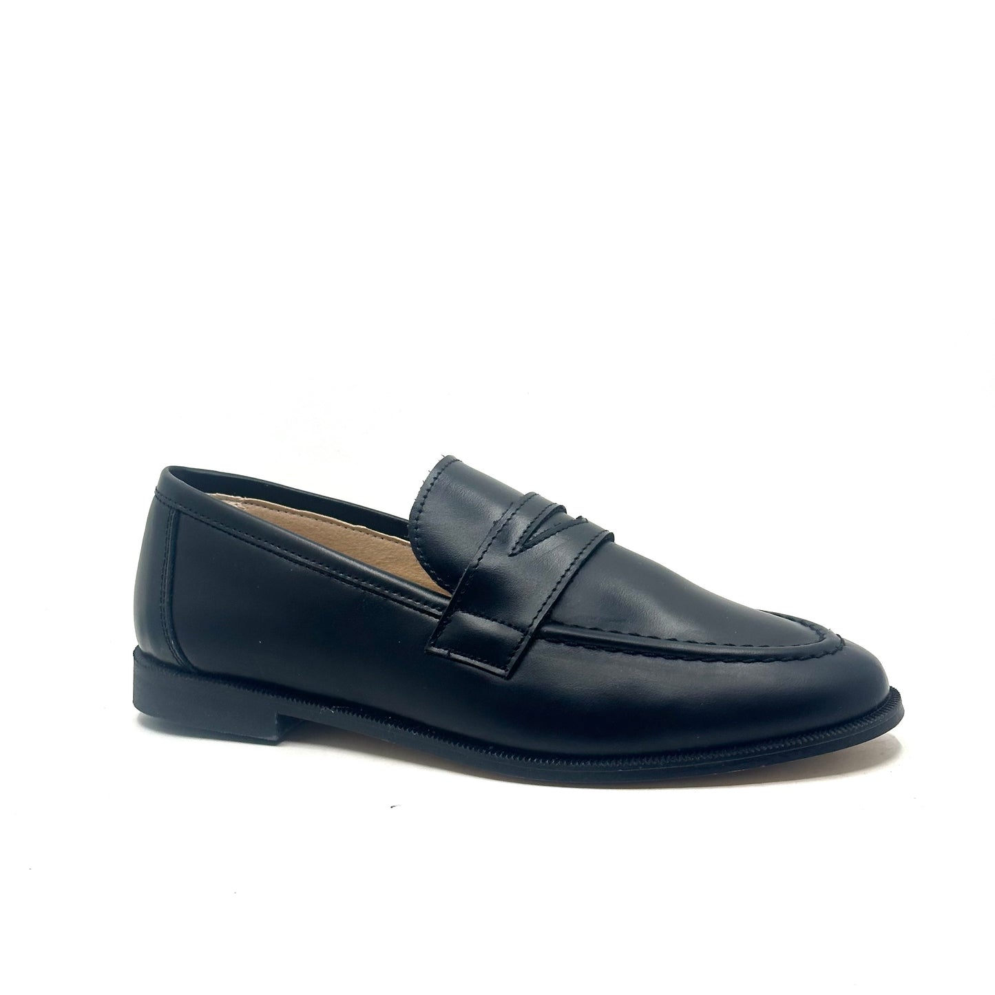Blublonc Black Leather Penny Dress Shoe (Wider Sole)