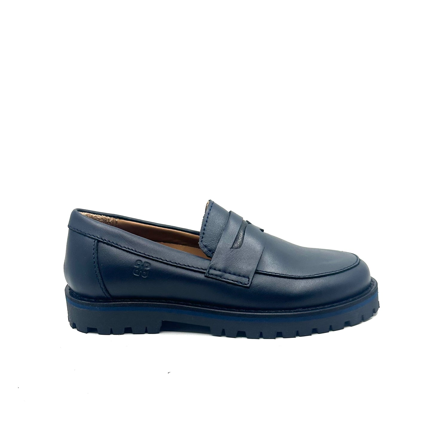 Porte Navy Leather Chunky Loafer