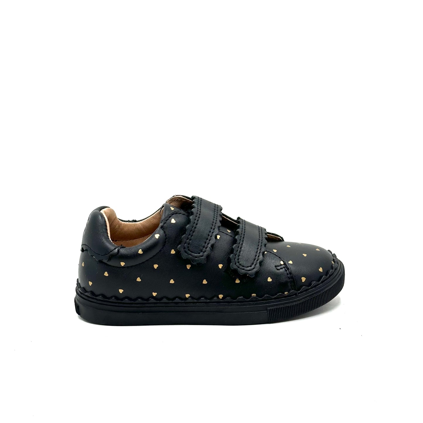 Porte Black Gold Heart Double Velcro Sneaker