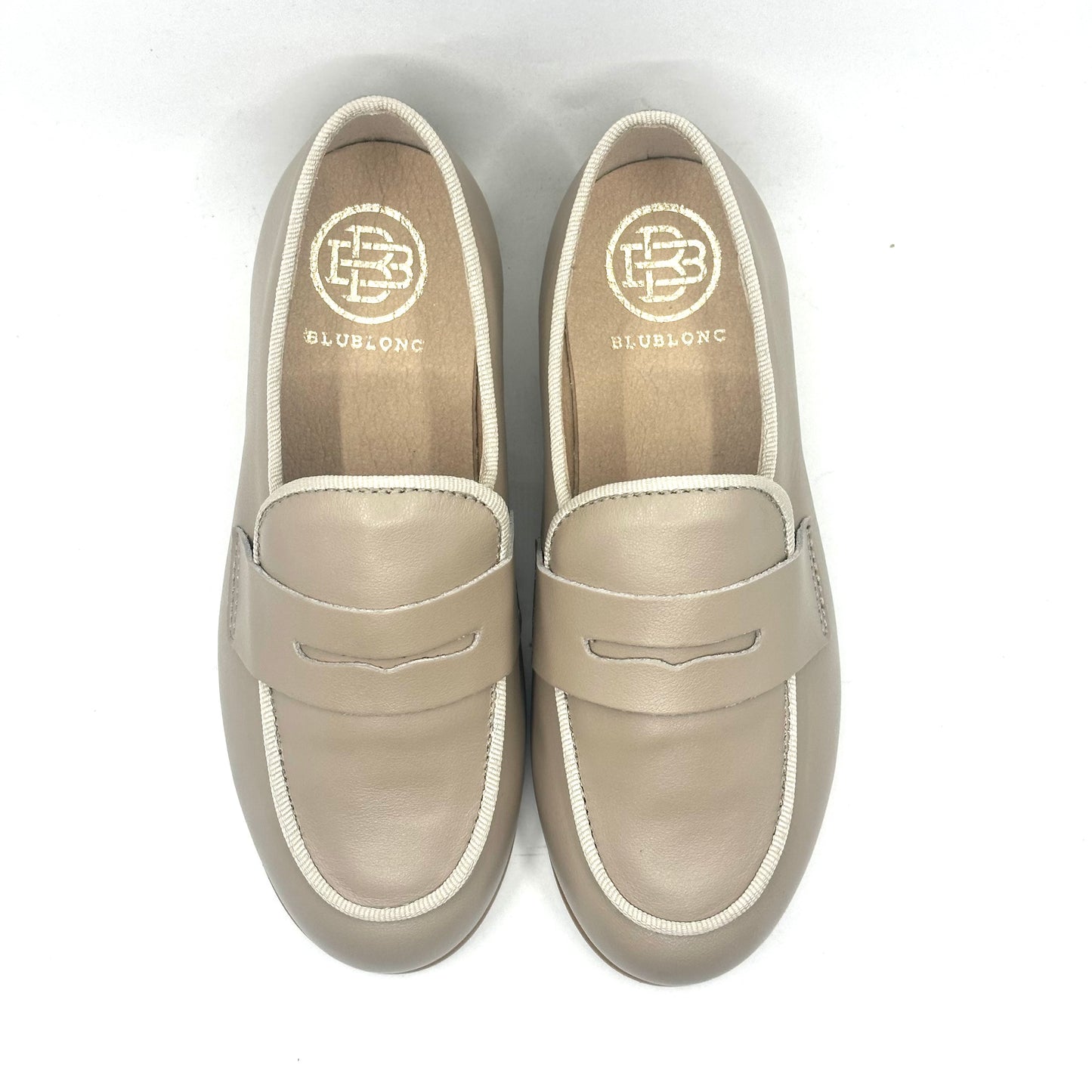 Blublonc Taupe Piping Penny Loafer