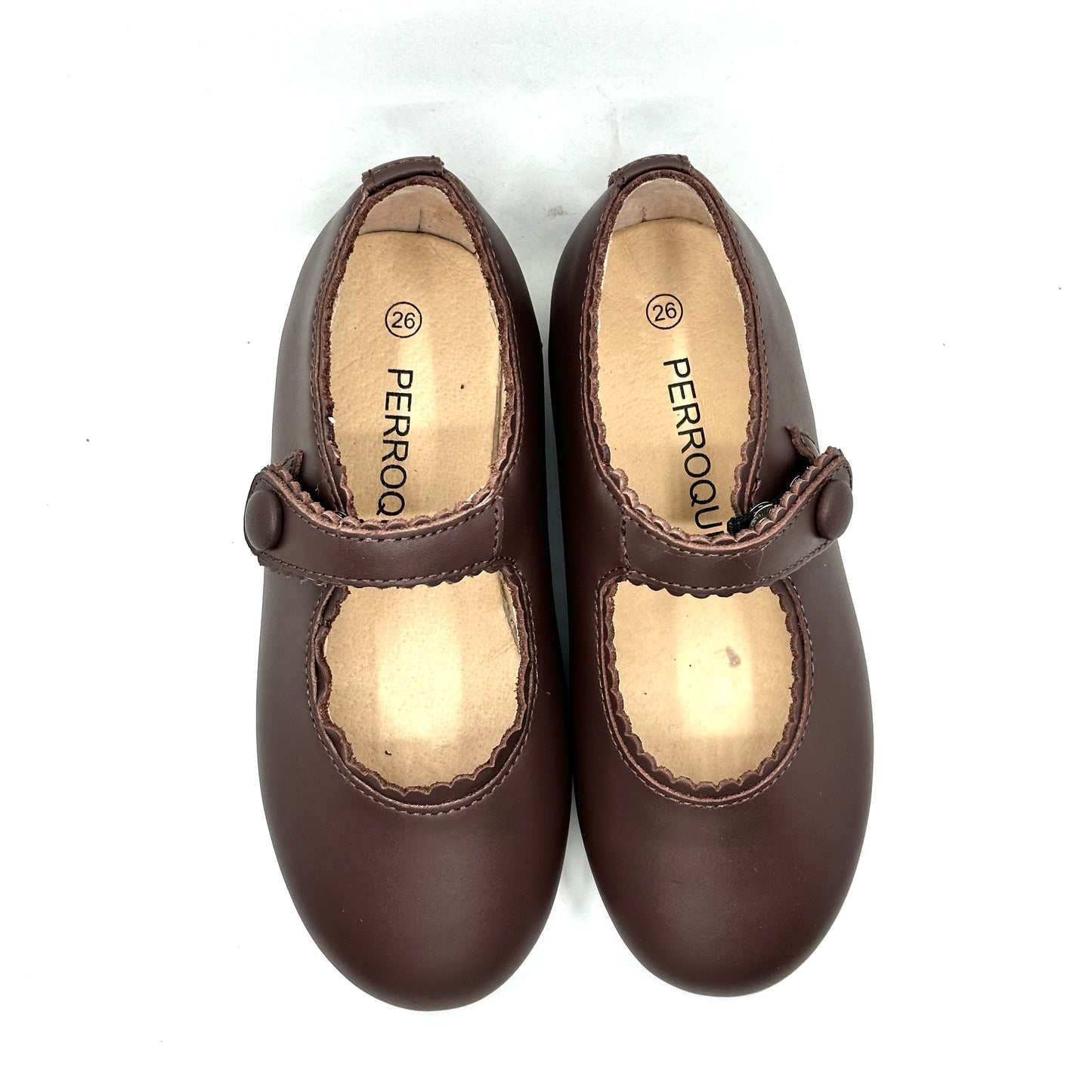Perroquet Brown Scallop Piping Mary Jane