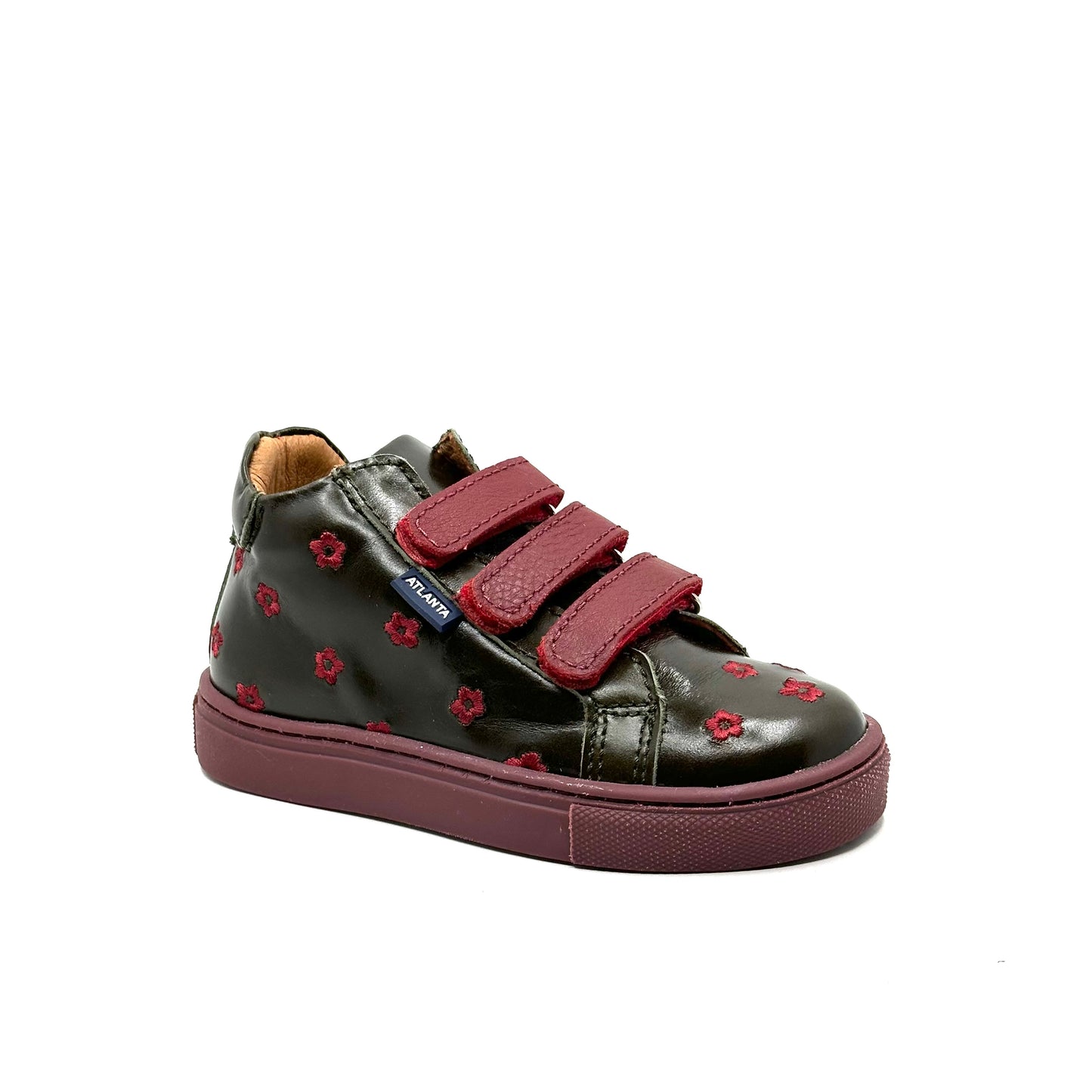 Atlanta Mocassin Kaki with Burgundy Flower Sneaker