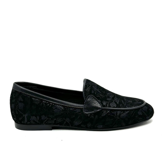 Blublonc Black Leather Piping Leather Loafer