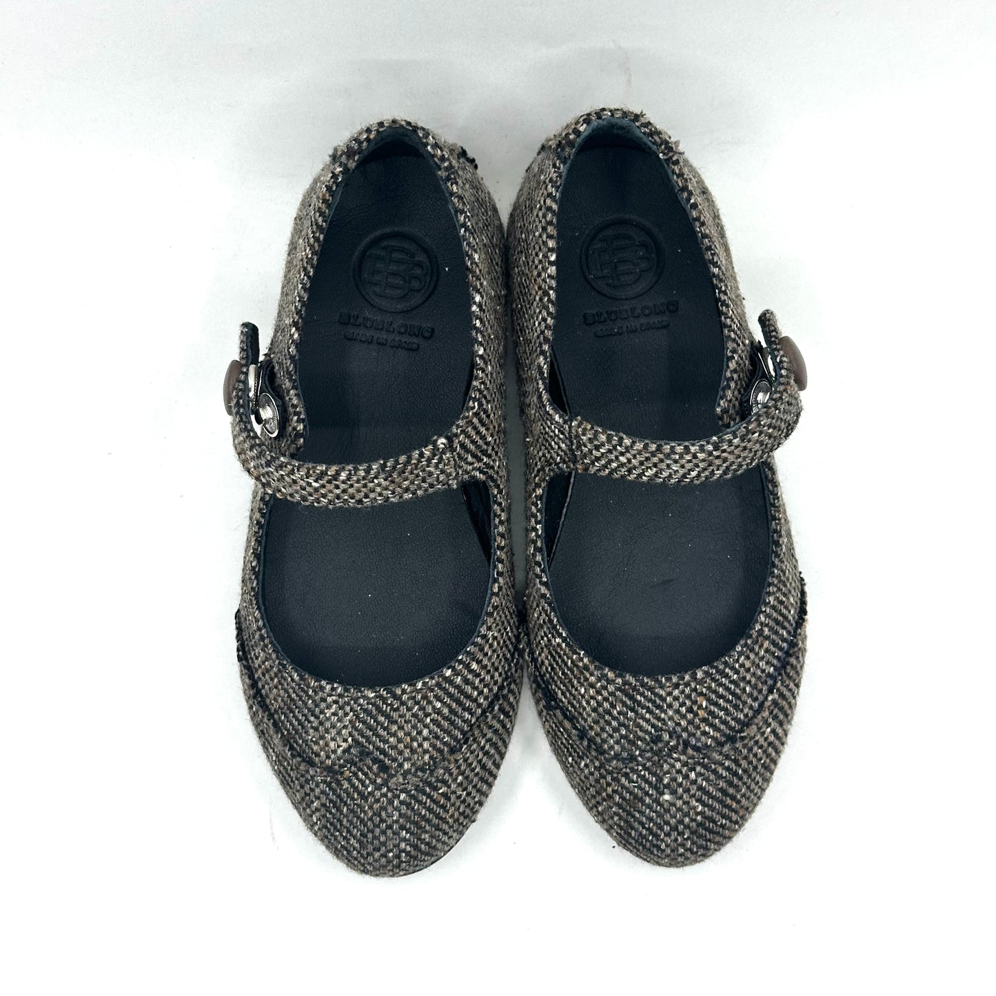 Blublonc Taupe Tweed Wingtip Mary Jane