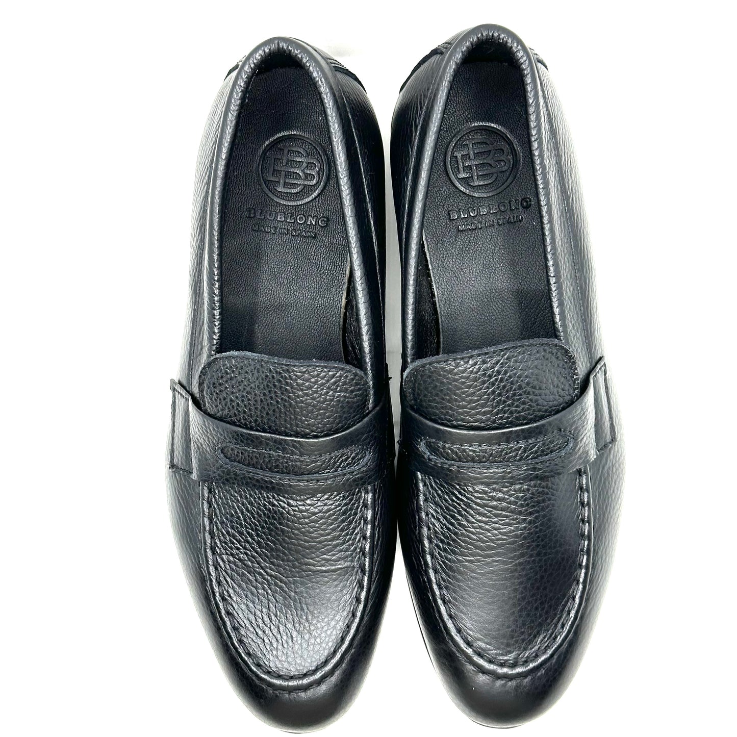 Blublonc Black Leather Grainy Dress Shoe