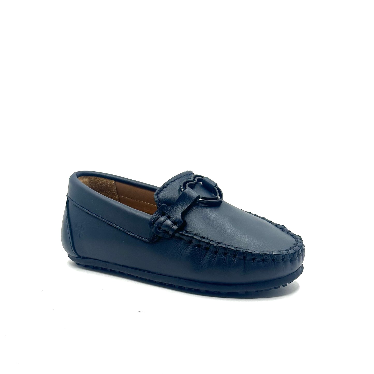 Porte Navy Leather with Black Heart Loafer