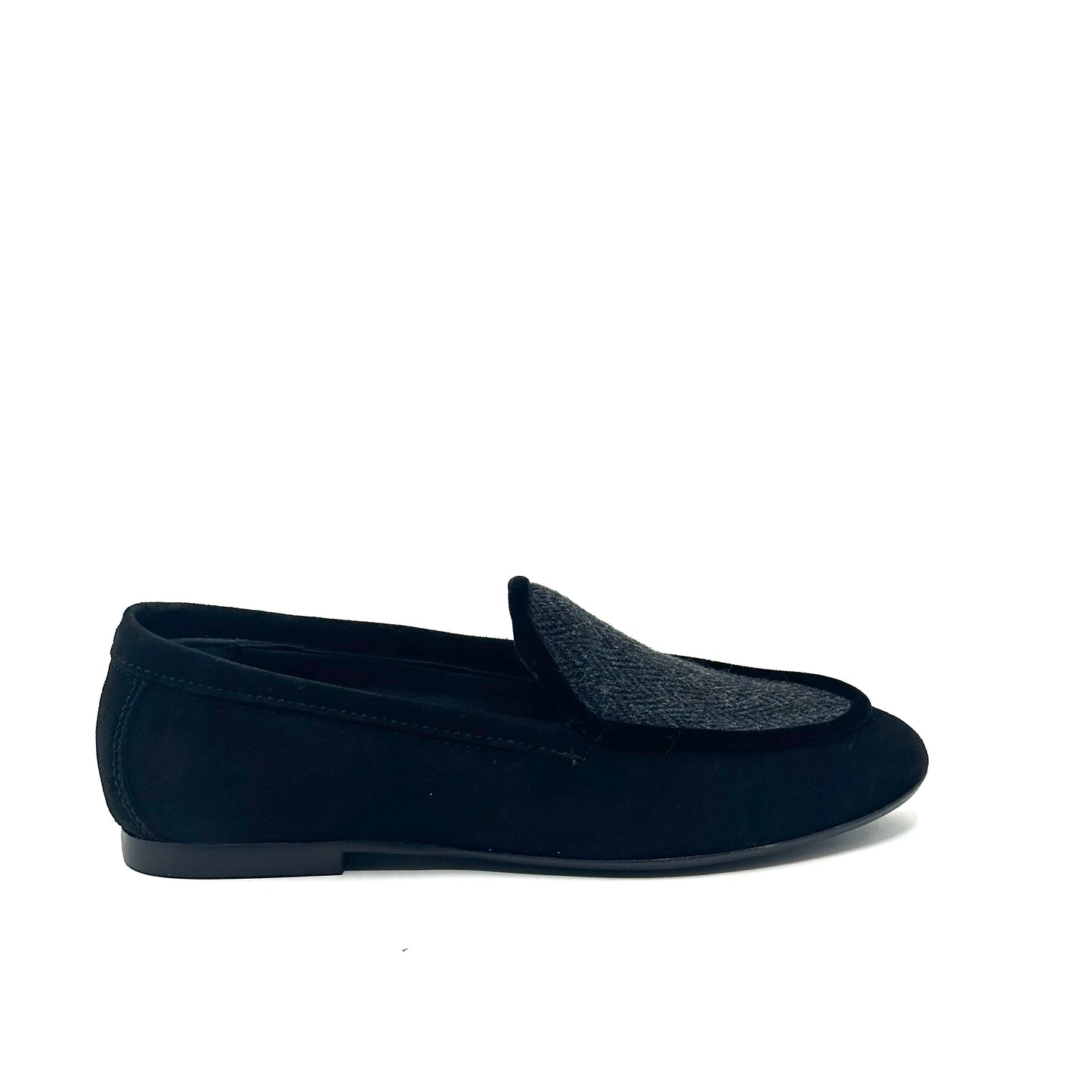 Blublonc Black/Grey Piping Suede Loafer