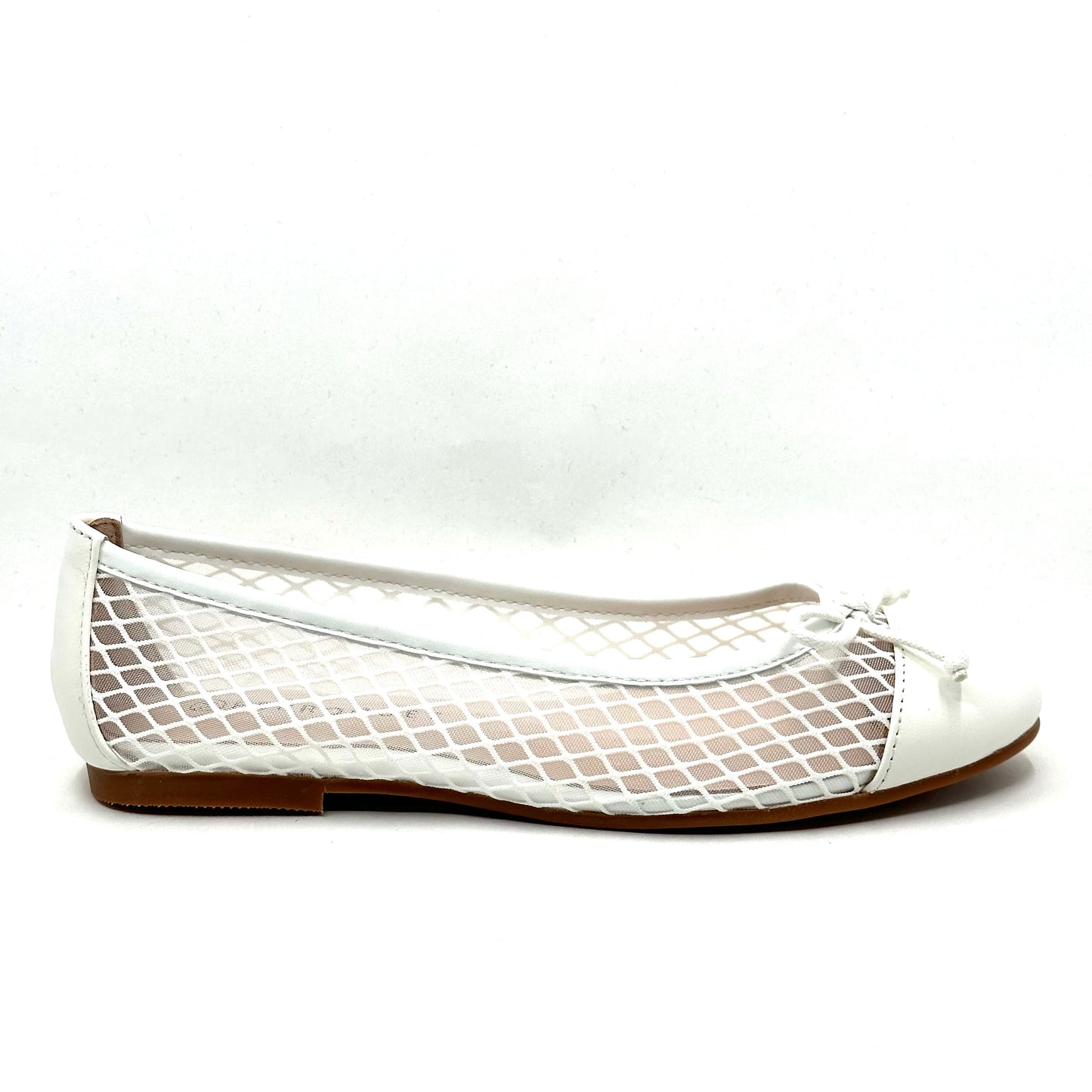 Perroquet Mesh With White Leather Ballet Flat