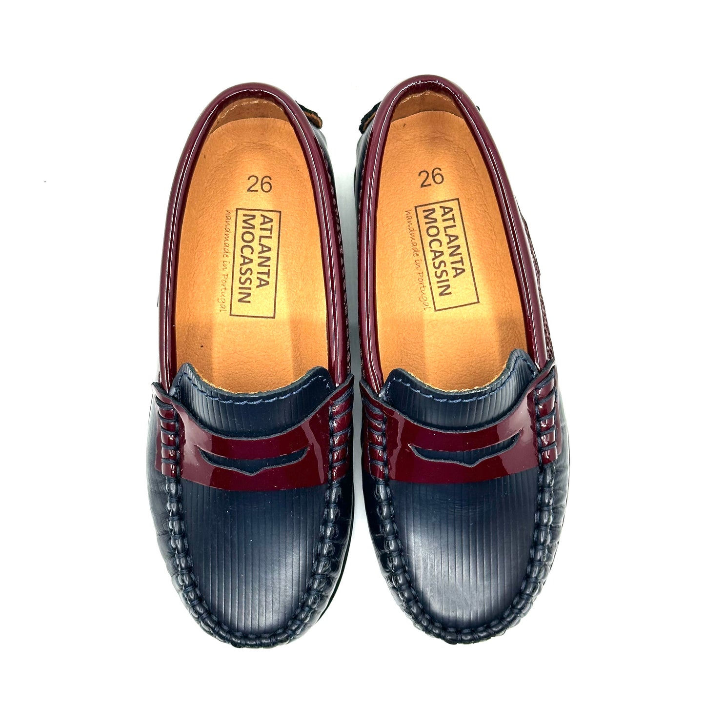 Atlanta Mocassin Navy and Burgundy Penny Loafer