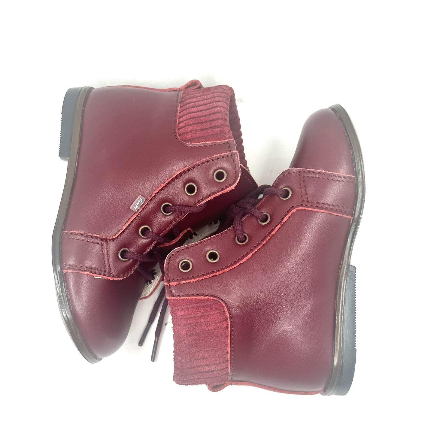 Emel Burgundy Gum Leather and Burgundy Sweater Bootie