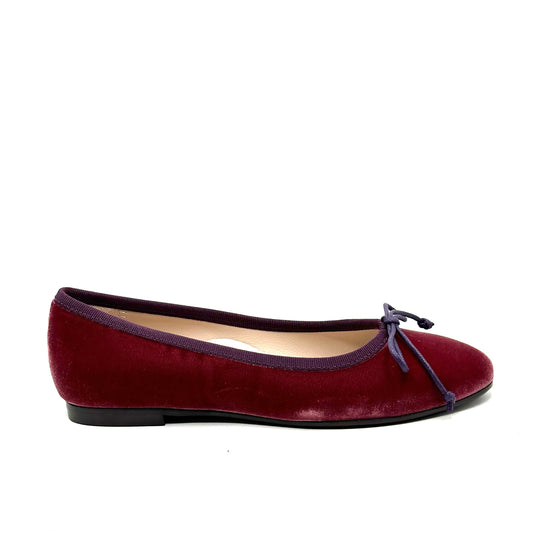 Beberlis Dark Raspberry Velvet Ballet Flat