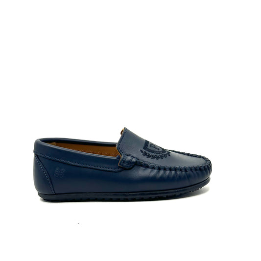 Porte Navy Leather Embroidery Loafer