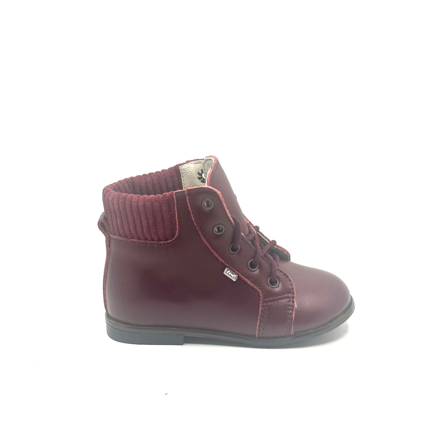 Emel Burgundy Gum Leather and Burgundy Sweater Bootie