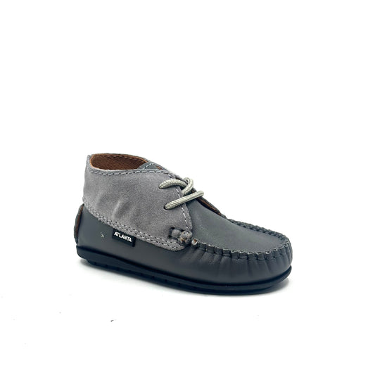 Atlanta Mocassin Grey Leather and Suede Bootie