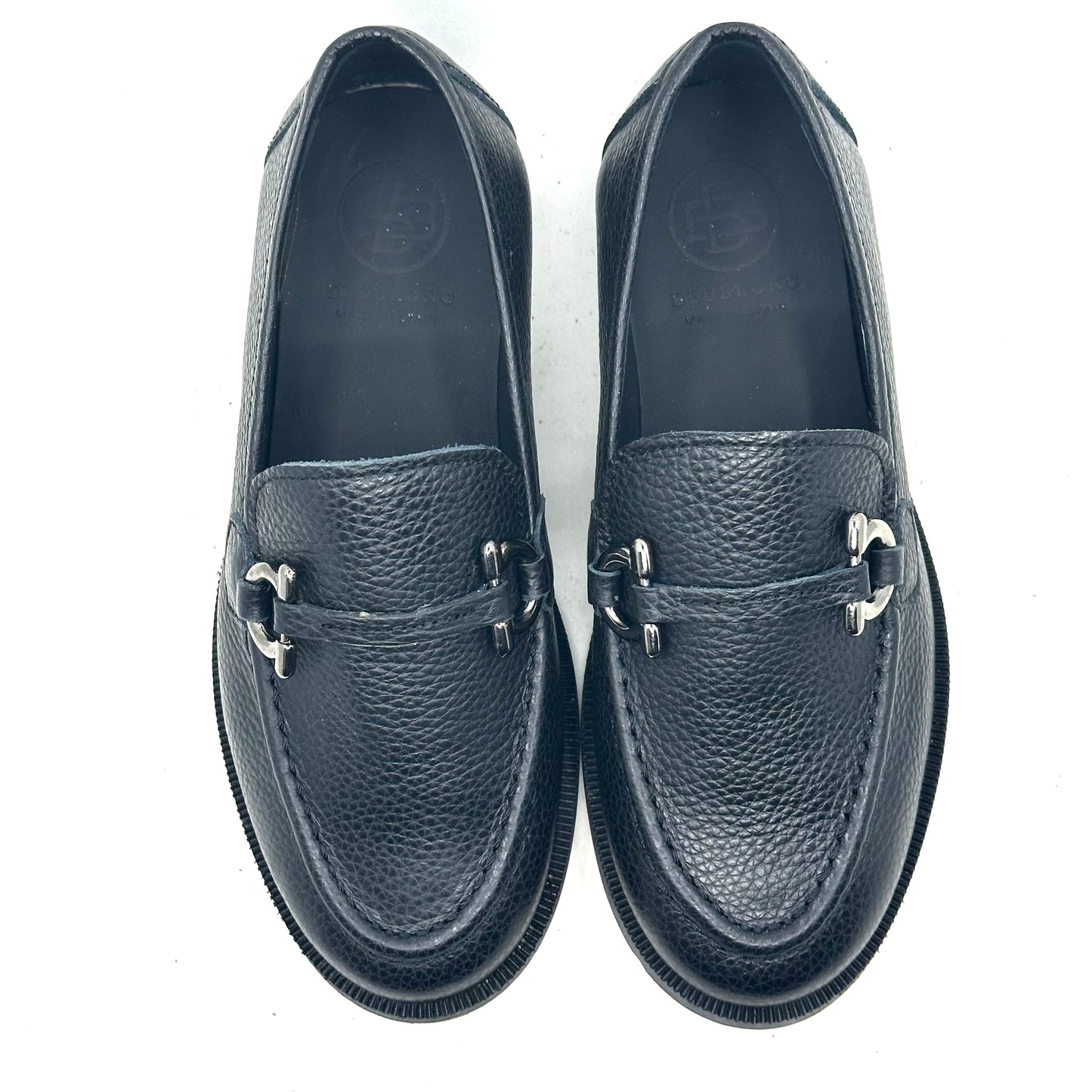 Blublonc Black Leather Buckle Dress Shoe