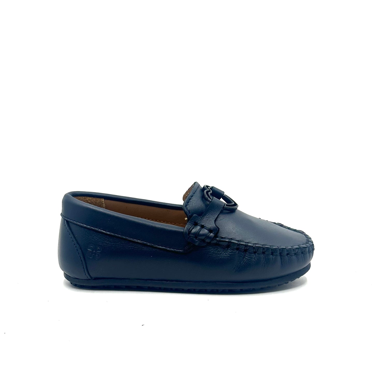 Porte Navy Leather with Black Heart Loafer