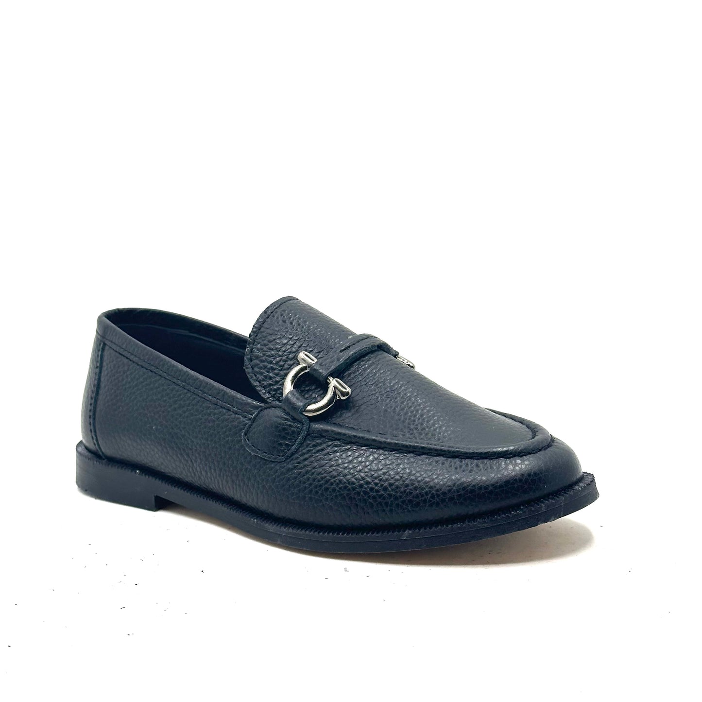 Blublonc Black Leather Buckle Dress Shoe