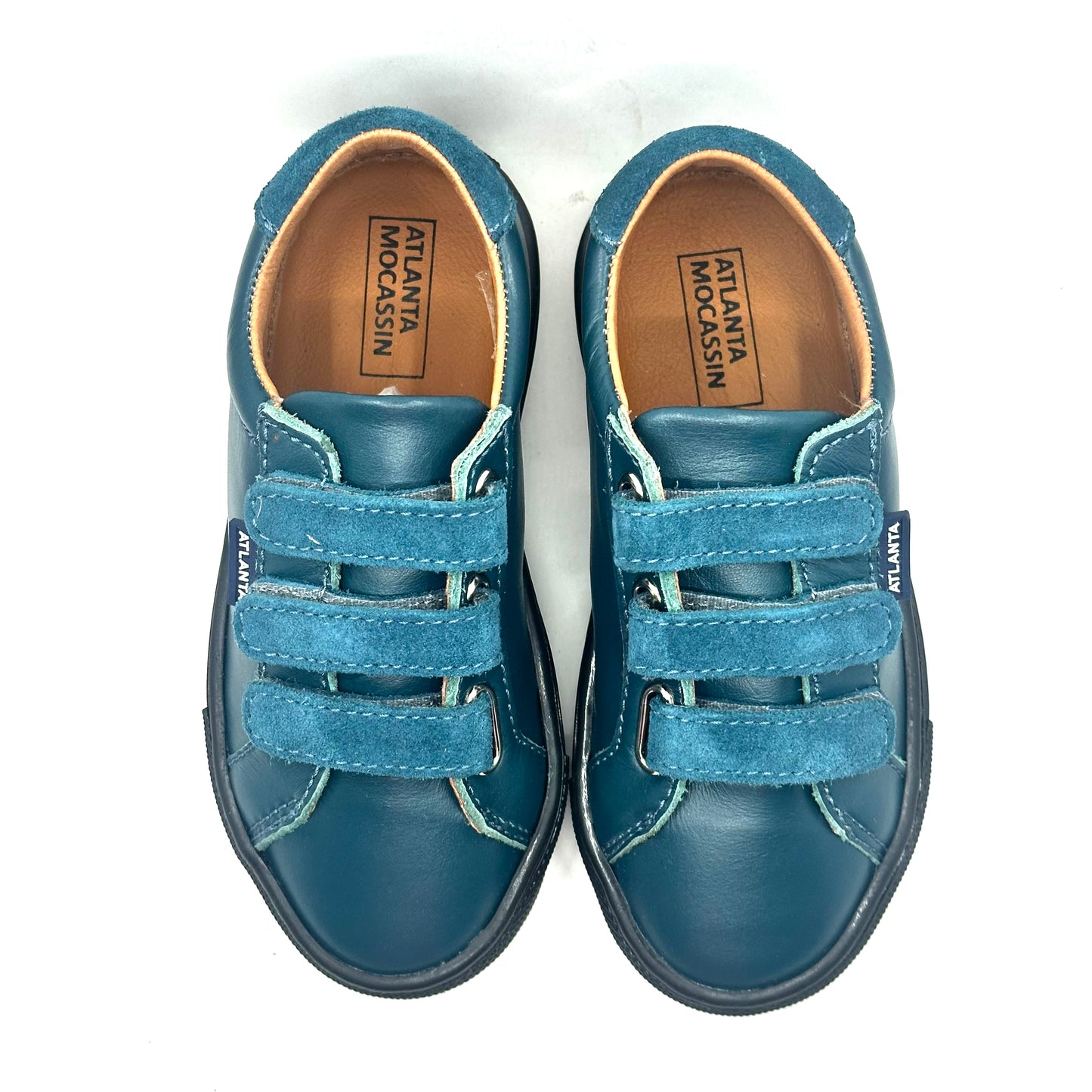 Atlanta Petrol Smooth and Suede Triple Velcro Sneaker